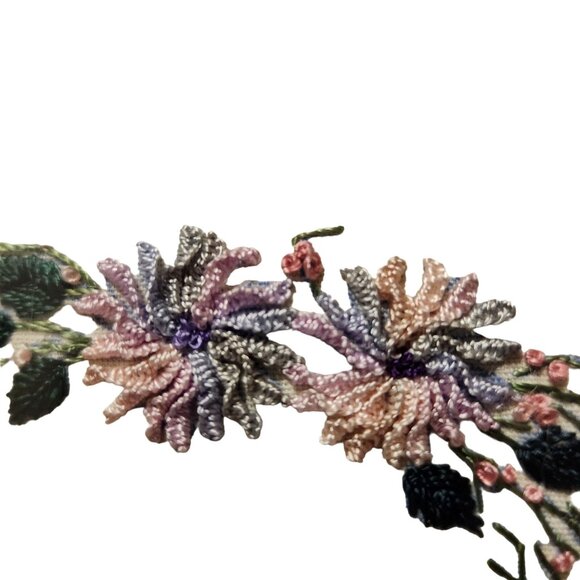 Vintage Framed Floral Embroidery Artwork - Picture 7 of 9